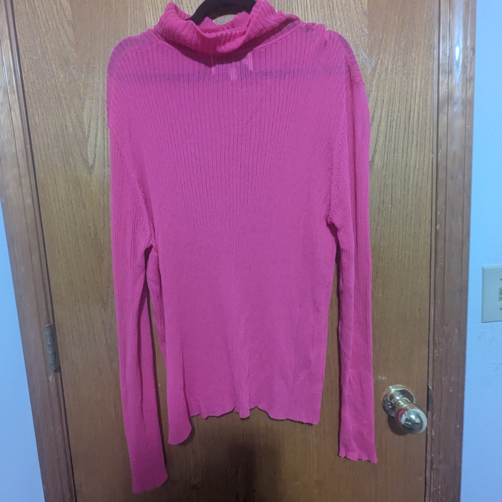 Pink Ribbed Turtleneck Sweater